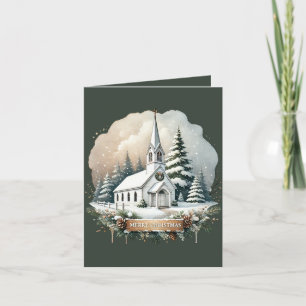 Merry Christmas add message Country Church  Holiday Card