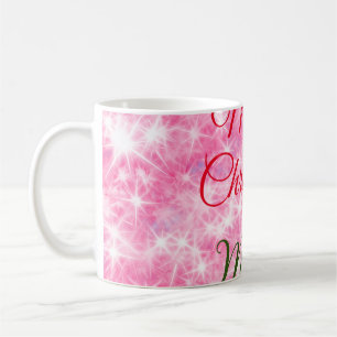 Merry Christmas add name red sparkle glitter holid Coffee Mug