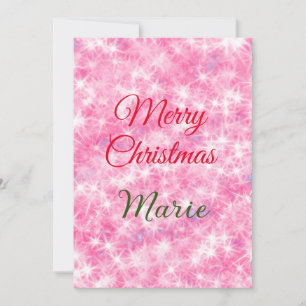 Merry Christmas add name red sparkle glitter holid Invitation