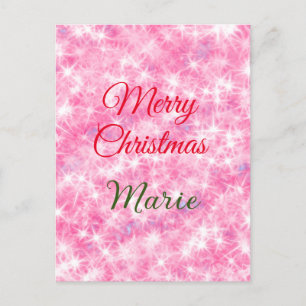 Merry Christmas add name red sparkle glitter holid Postcard