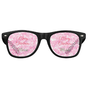 Merry Christmas add name red sparkle glitter holid Retro Sunglasses