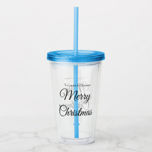 Merry Christmas add name text custom family gift Acrylic Tumbler