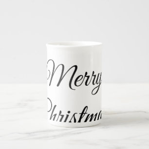 Merry Christmas add name text custom family gift Bone China Mug