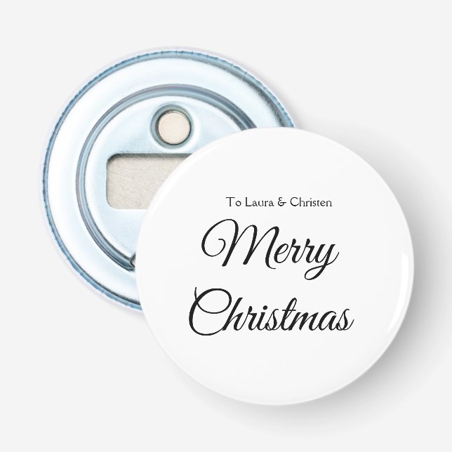 Merry Christmas add name text custom family gift Bottle Opener (Front)