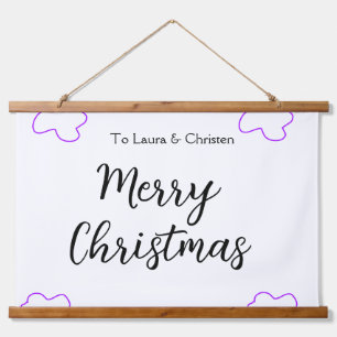 Merry Christmas add name text custom family gift Hanging Tapestry