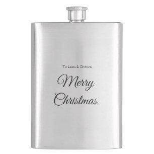 Merry Christmas add name text custom family gift Hip Flask