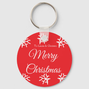 Merry Christmas add name text custom family gift Keychain