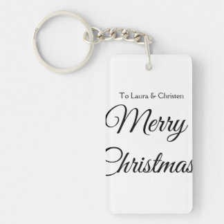 Merry Christmas add name text custom family gift Keychain