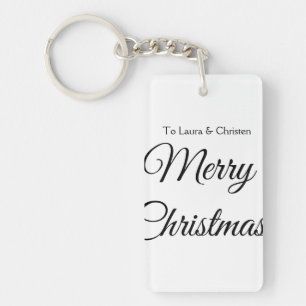 Merry Christmas add name text custom family gift Keychain