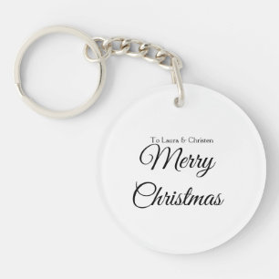 Merry Christmas add name text custom family gift Keychain