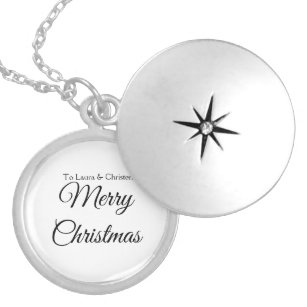 Merry Christmas add name text custom family gift Locket Necklace