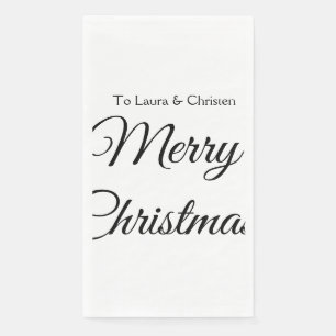 Merry Christmas add name text custom family gift Napkin