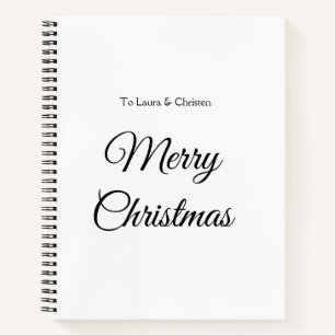 Merry Christmas add name text custom family gift Notebook