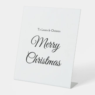 Merry Christmas add name text custom family gift Pedestal Sign