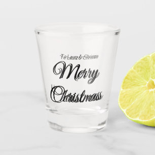 Merry Christmas add name text custom family gift Shot Glass