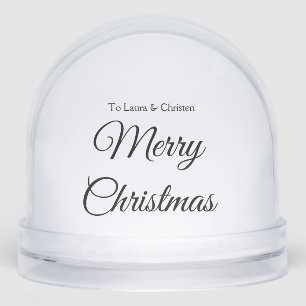 Merry Christmas add name text custom family gift Snowglobe