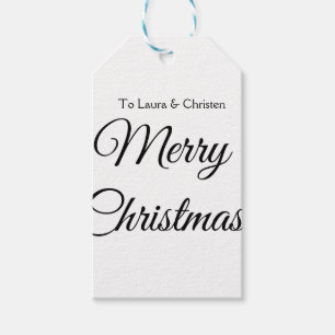 Merry Christmas add name text custom family gift Tags