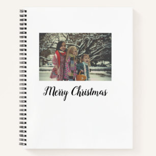 merry christmas add photo text holiday custom notebook