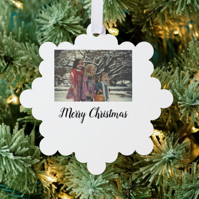 merry christmas add photo text holiday custom ornament card (Insitu (Tree))