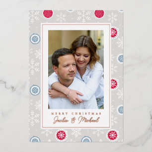 MERRY CHRISTMAS Add Your Photo Foil Holiday Card
