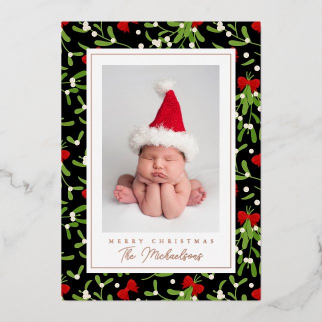 MERRY CHRISTMAS | Add Your Photo Foil Holiday Card (Front)