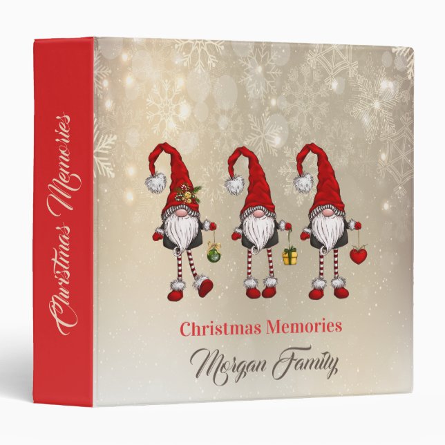 Merry Christmas,Adorable Red Gnomes  Binder (Front/Spine)