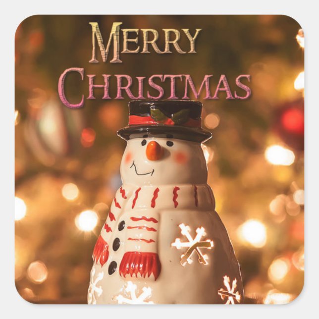 Merry Christmas Adorable Snowman Sticker (Front)