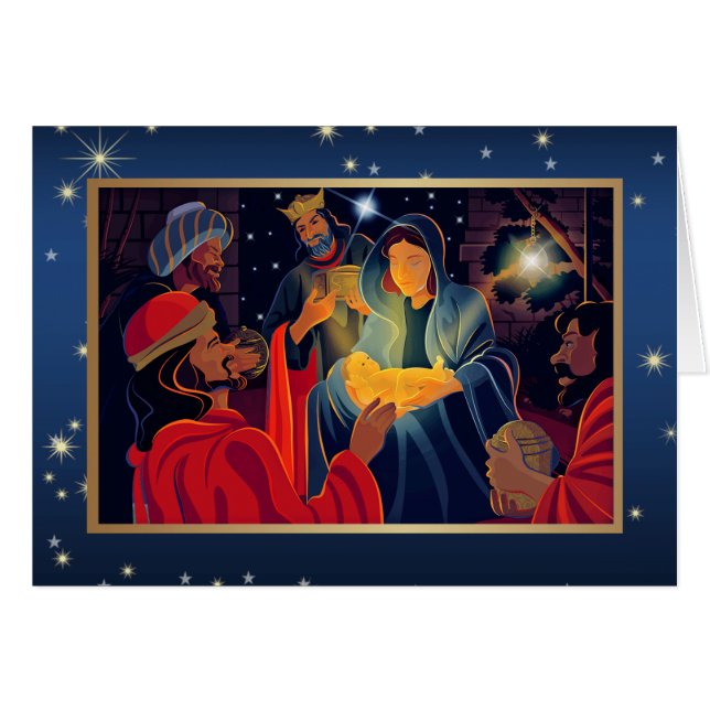 Merry Christmas. Adoration of the Magi Custom Card (Front Horizontal)
