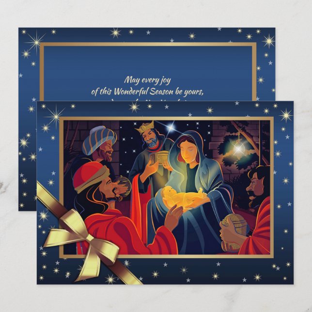 Merry Christmas. Adoration of the Magi  Holiday Card (Front/Back)