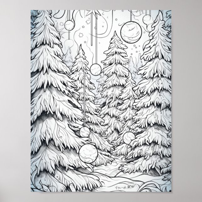 Merry Christmas Adult Colouring Poster (Front)