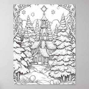 Merry Christmas Adult Colouring Poster