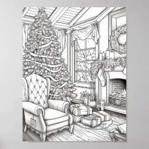 Merry Christmas Adult Colouring Poster