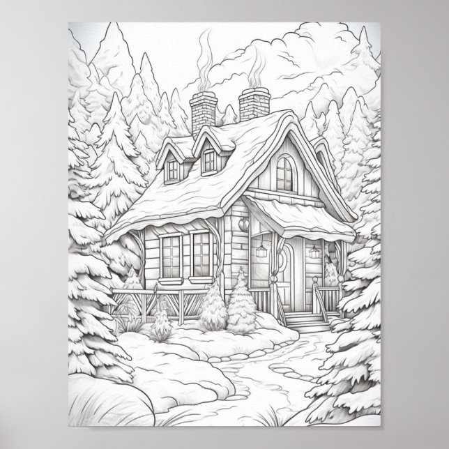 Merry Christmas Adult Colouring Poster (Front)