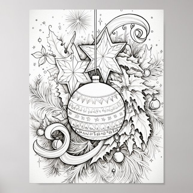 Merry Christmas Adult Colouring Poster (Front)