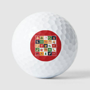 Merry Christmas Advent Calendar Poinsettia Red Golf Balls
