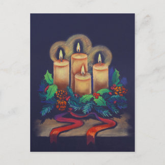 Merry Christmas - Advent Wreath for you! Holiday Postcard