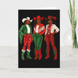 Merry Christmas African American Afro Cowgirl West Card