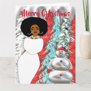 Merry Christmas African American Lady Christmas  Card