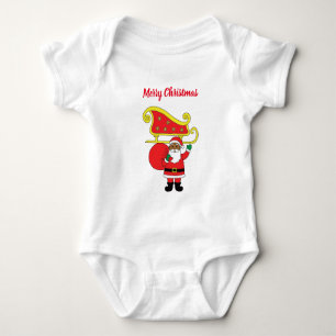 Merry Christmas African American Santa Claus Baby Bodysuit