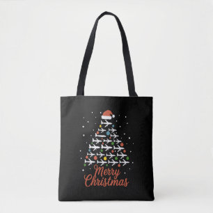 Merry Christmas Airplane Tree Vacation Tote Bag