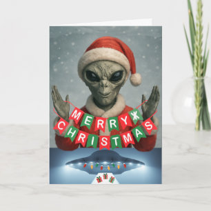 Merry Christmas Alien Just Here for the Presents Holiday Card