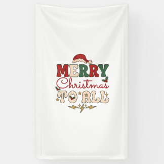 Merry Christmas All Santa Hat Lightning Stars Banner
