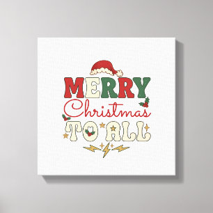 Merry Christmas All Santa Hat Lightning Stars Canvas Print