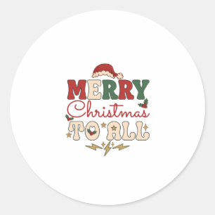 Merry Christmas All Santa Hat Lightning Stars Classic Round Sticker