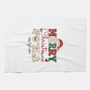 Merry Christmas All Santa Hat Lightning Stars Kitchen Towel
