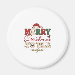 Merry Christmas All Santa Hat Lightning Stars Magnet