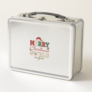 Merry Christmas All Santa Hat Lightning Stars Metal Lunch Box