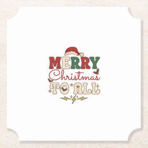 Merry Christmas All Santa Hat Lightning Stars Paper Coaster