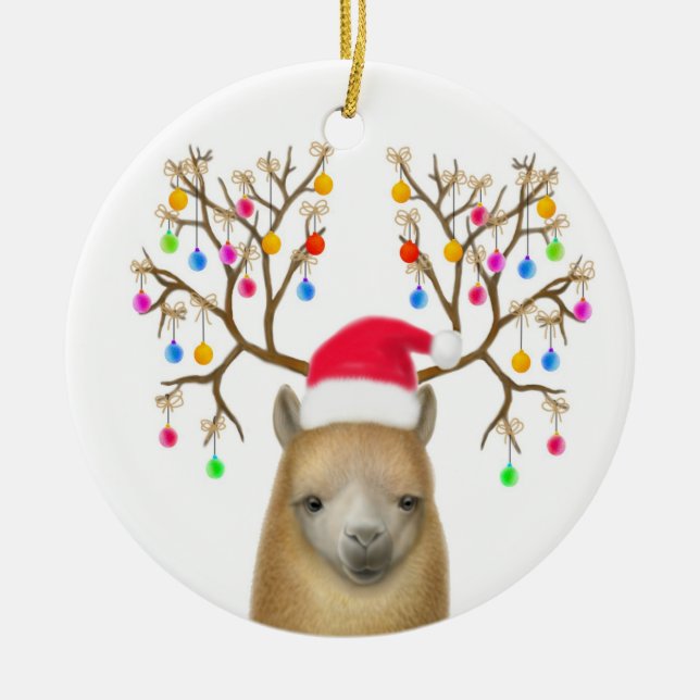 Merry Christmas Alpaca Ornament (Front)