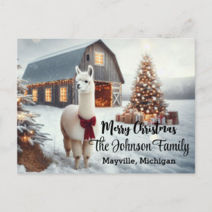 Merry Christmas Alpaca Personalized Postcard